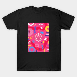 Polyhedral Dice Set Memphis Design Pink Tabletop RPG T-Shirt